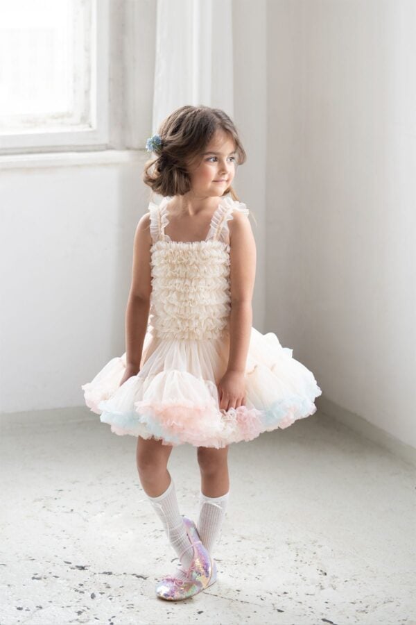 Creamy white tulle dress for a girl Fig&Pear Macron Rainbow