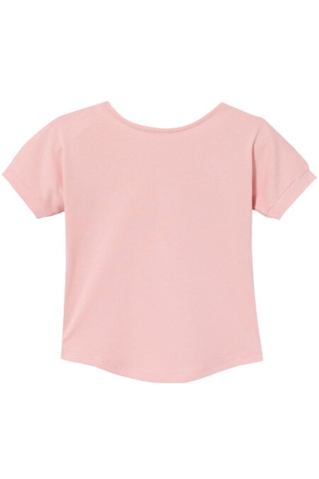 Różowy T-Shirt dziewczęcy na krótki rękaw  z różowymi skrzydłami - przód. Tailles disponibles: 92/98, 104/110, 110/116, 150, 120, 130, 140