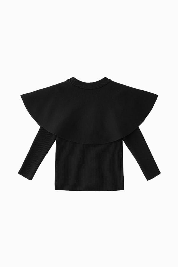 Czarny elegancki sweterek dla dziewczynki z bawełny poncho z białymi guzikami. Dostępne rozmiary: 92/98, 98/104, 110/116, 122/128, 134, 140