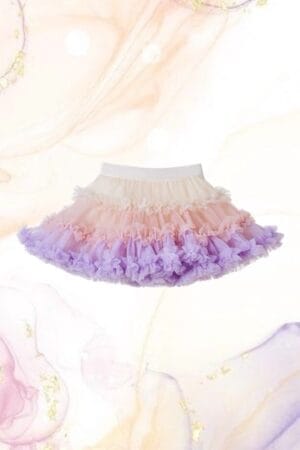 Girls’ tulle skirt in shades of pink and purple with layered ruffles