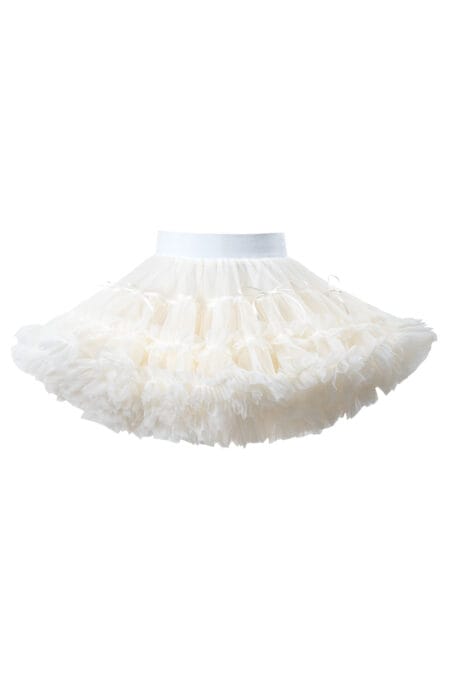Falda de tul crema para niñas, con capas de tul y lazos decorativos. Color suave y encantador. Tallas disponibles: XS, S, M, L