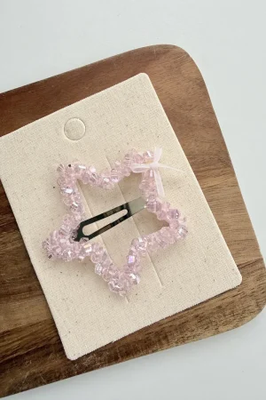 Rosa herzförmige Haarspange mit glitzernden Perlen für Mädchen