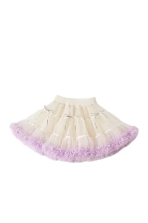 Jupe tutu en tons crème et lavande, avec volants, pour fille