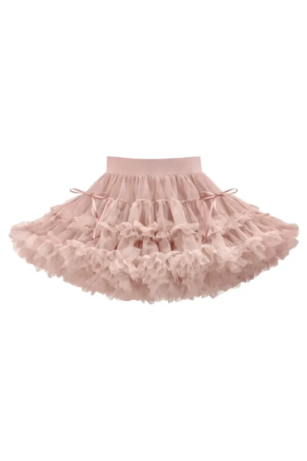 Jupe tutu rose pour fille, ornée de nœuds et de volants.