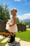 Sukienka tiulowa na ramiączkach Nude Pink