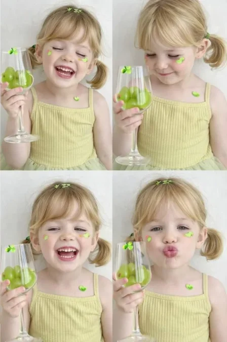 Vestido de tul en color verde manzana para niña, con tirantes y alegres detalles.