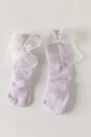 Chaussettes hautes lilas avec un grand nœud