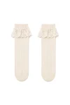 Knee-high socks with a lacy frill Creamy