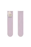 Calcetines hasta la rodilla lilas con casita 3D