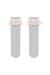 Knee-high socks with lace ruffle Light Grey