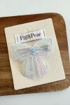 Blue Hair Clip with Bow and Sequin Embroidery