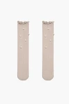 Chaussettes beiges pour fille avec perles