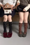 Chaussettes marron pour fille avec perles